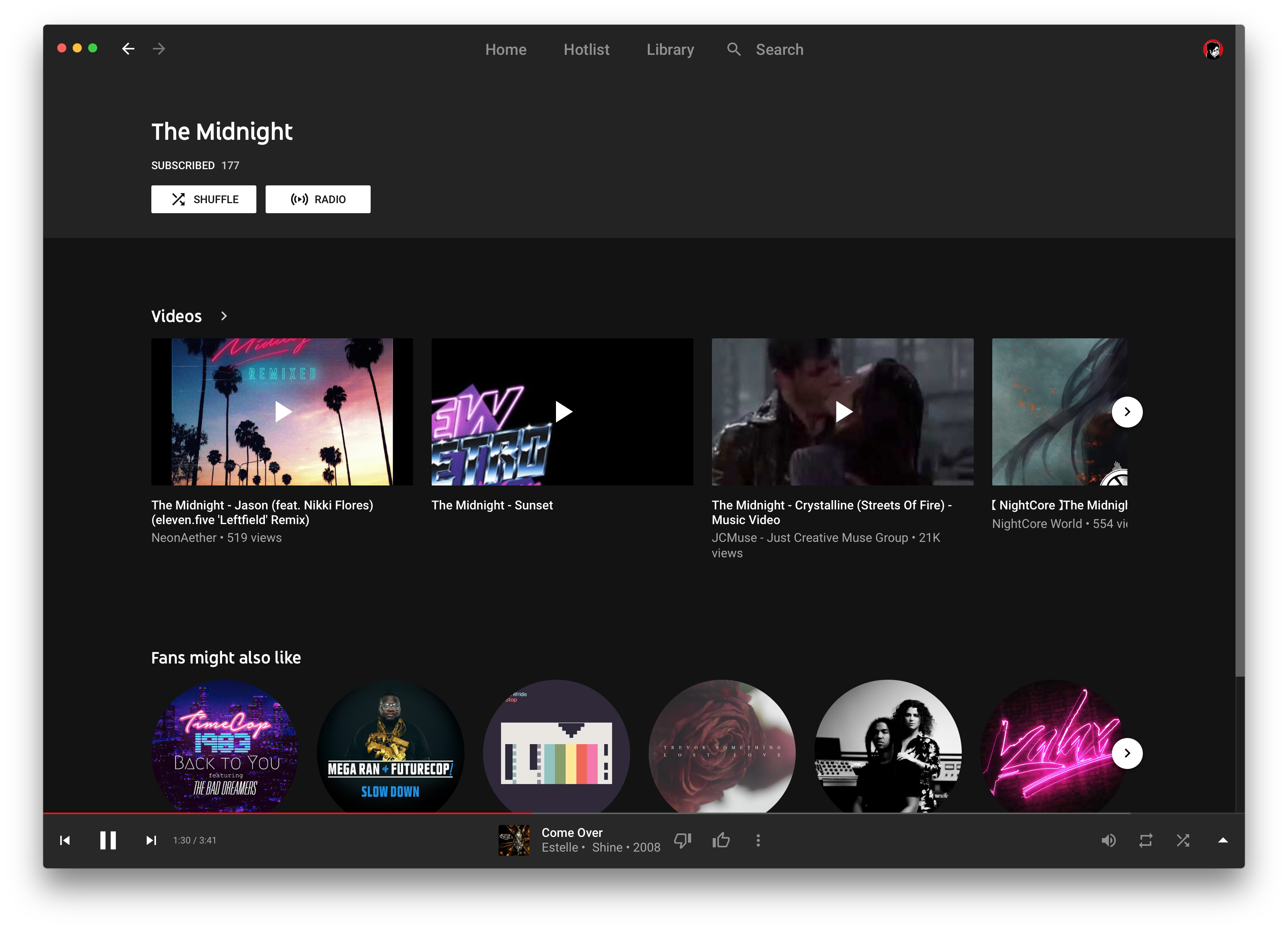 The Midnight videos on YouTube Music